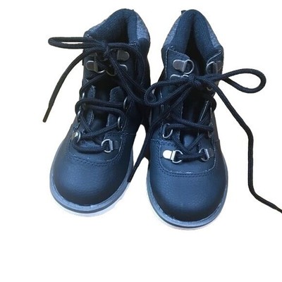 Crazy8 Boys Faux Leather Black Boots with Black Laces, Size 8