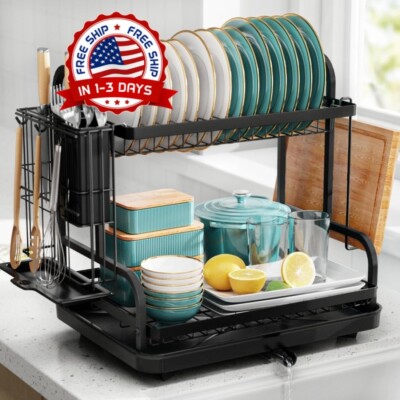 Escurridor de Platos Trastes Dos Niveles Con Daranje Para Cocina Escurreplatos