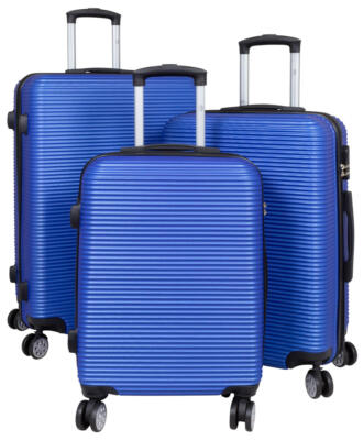 ABS Hartschalen Reise Trolley vier Rollen Koffer M L XL o. Set Malaga Blau