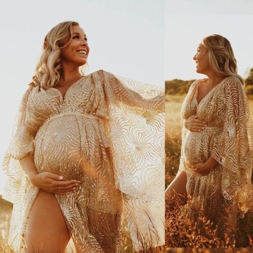 Shiny Maternity Dress For Photoshoot - Picture 2 of 5