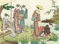 Ukiyo-e Collection / Torii kiyonaga : Shobunoike / japanese woodblock print
