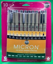 SAKURA OF AMERICA 50059 PIGMA MICRON BLACK PEN SET OF 10