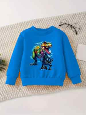 Jungen-Sweatshirt mit Dinosaurier-Druck Blau  Baumwollmischung Größe 86 bis 128