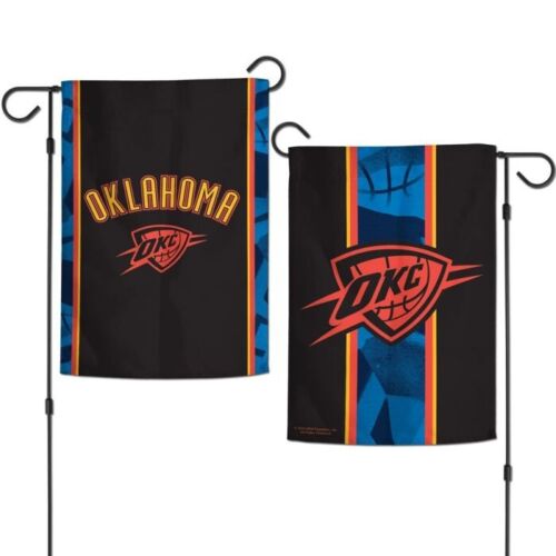 OKLAHOMA CITY THUNDER DOUBLE SIDED GARDEN FLAG 12"X18" NBA LICENSED