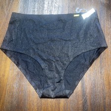 Fame Black Satin Shiny Ribbed Control Brief Panty Sissy Underwear Size Small