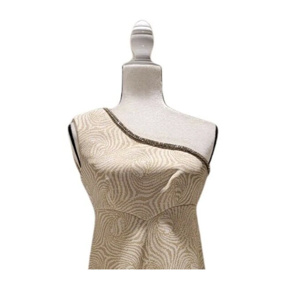 Vintage 60s Carol Gowns for Mr. Walter Gold Lurex Dress Size Small Rhinestones - Image 2 of 2