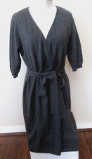 Liz Claiborne Ladies Sweater Dress size M/L Knit Gray 1/2 Sleeve Stretch Comfy
