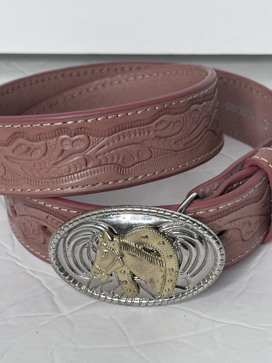 Nocona Belt Co. Leather Belt Cowgirl Horse Buckle Genuine 