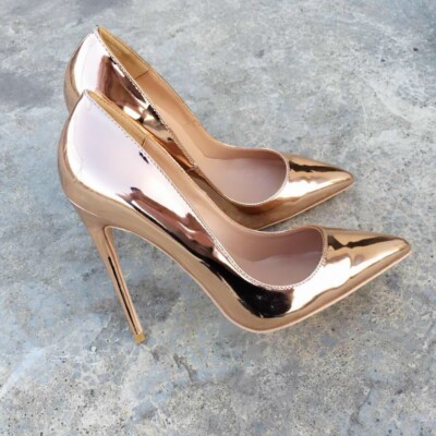 gold stiletto court shoes