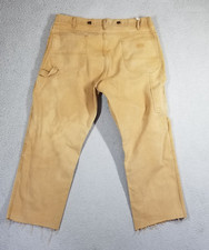 Dickies Men  s Suspender Sanded Duck Carpenter Jeans 38x30 Timber Brown Raw Hem