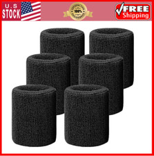 6 Pack 4 Inch Wrist Sweatbands Tennis Bands Absorbent Sweat Band Black