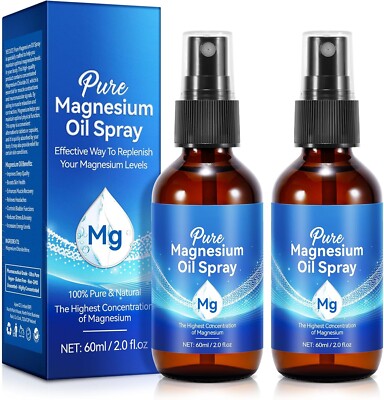 Pure Magnesium Oil Spray Topical Made with Concentrated Pure Magnesium 2 Pack