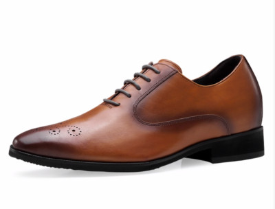 US8 CHAMARIPA 2.7''/7cm ELEVATOR SHOES height increase men BROWN Oxford formal