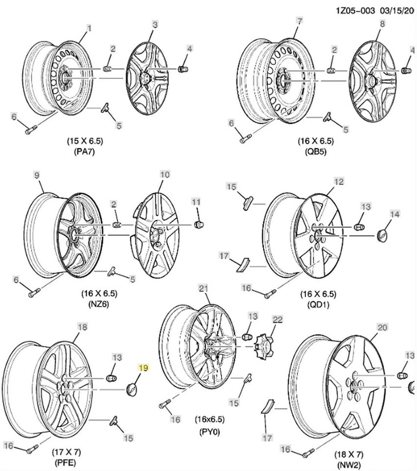 Tapacubos central de rueda cromada estilo recorte pajarita 2004-2006 Chevrolet Malibu HHR Foto 2 de 4