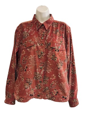 christopher banks button down jacket  L senna yellow green floral pockets soft