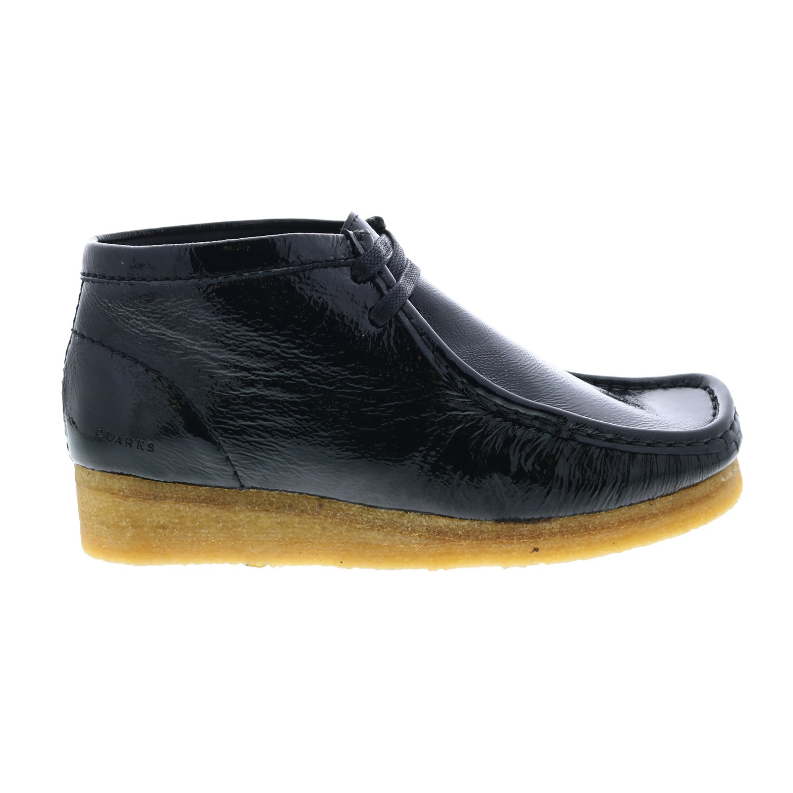 Clarks Wallabee Boot 26154804 Womens Black Patent Leather Chukkas Boots