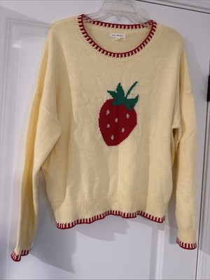 Blu Pepper Boutique Graphic Strawberry Oversize Sweater Women's Medium KidCore