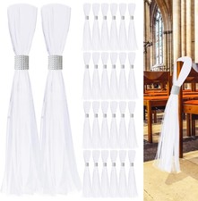 26 Sets Large Extended Wedding White Pew Bows Tulle Wedding Aisle DecorWedding