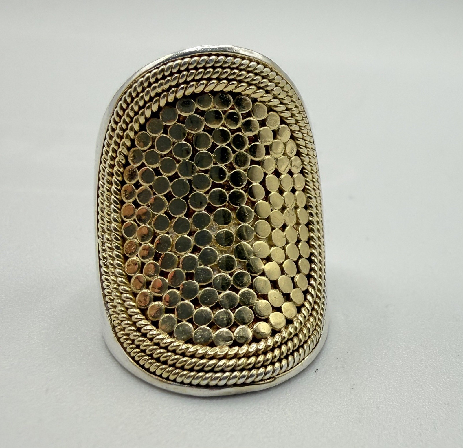 Anna Beck 925 Sterling Silver & 18K GP Dot Saddle Ring Size 6.5