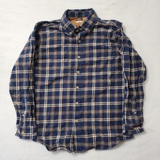 Ridgecut Toughwear Flannel Shirt Men Medium Blue Plaid 2 Pocket Cotton Workwear