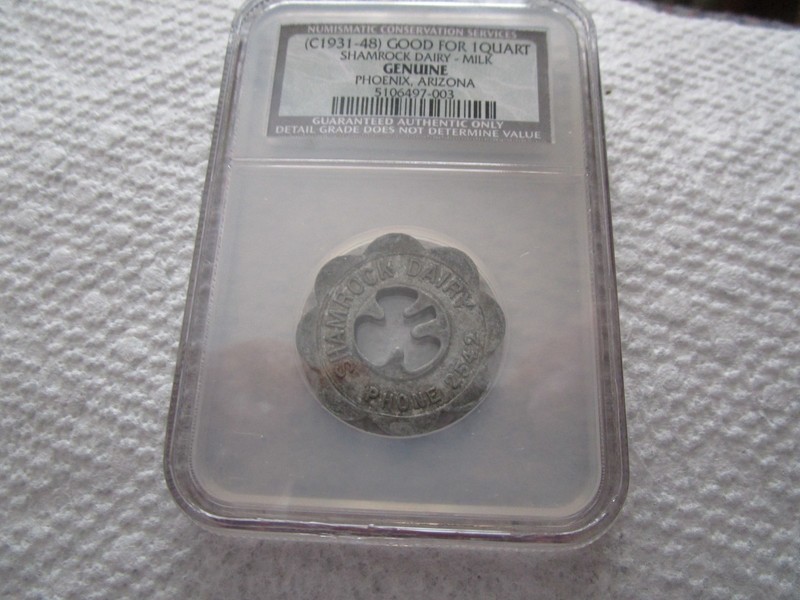 Graded Token Genuine Shamrock Dairy Phoenix, Arizona One Quart Homogenized Milk