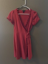 Forever 21 Women's Red Ruffled Dress Size S wrap dress with tie