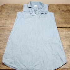 Gap Womens Sz Small Dress Shirt Sleeveless Blue Lace Up Sheath Cotton Blend