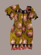 Elegant Multicolor Patterned Handmade African Dress made with 100 Wax Cotton