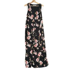 NEW Emma & Michelle Women Size M Black Floral Sleeveless Maxi Dress V-Neck Lined