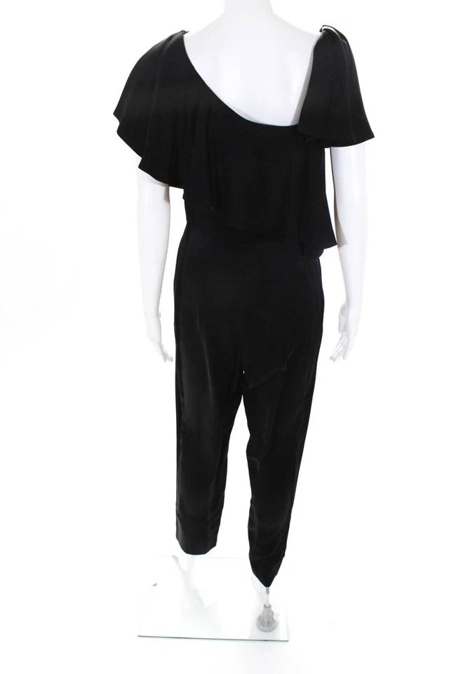 Mono negro Jill Stuart para mujer manga con volantes cuello en V talla 4 10600096 Foto 3 de 4