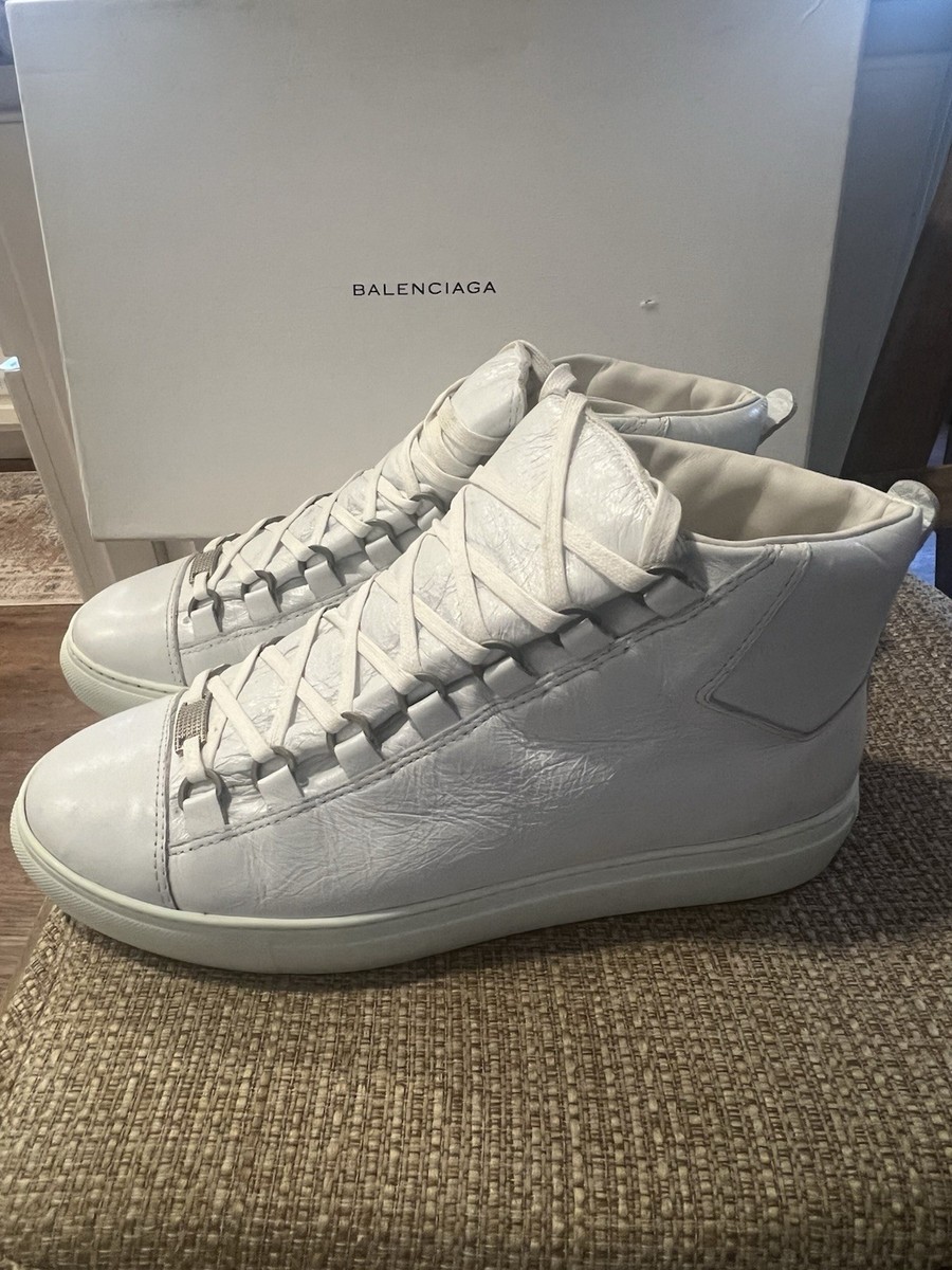 Balenciaga Arena Men's Size 8 White Leather High Top Sneakers | eBay