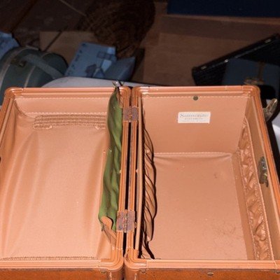 Samsonite Streamlite Vintage Brown Leather Hard Vanity Case Locking 1960s