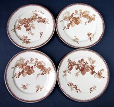 4 Assiettes Plates Service Groseilles Faïence Sarreguemines U&C  XIX ème