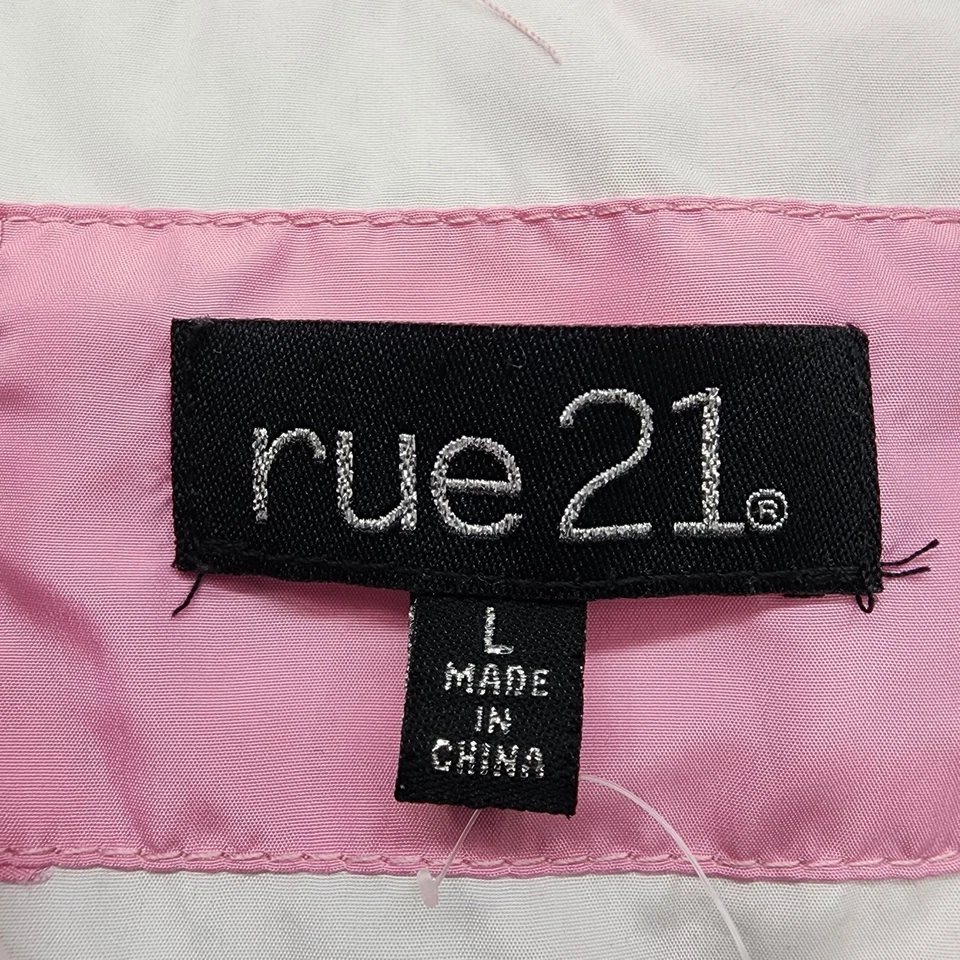 Rue21 Jacket Womens L Black Pink Pullover Half Zip Good Vibes Hooded Windbreaker - Image 4 of 4
