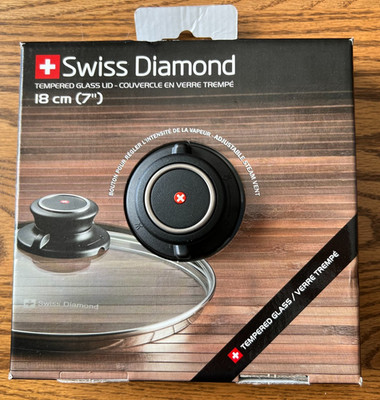 NEW Swiss Diamond 7'' Tempered Glass Lid Adjustable Steam Vent