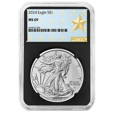 2024 $1 American Silver Eagle NGC MS69 West Point Star Label Retro Core