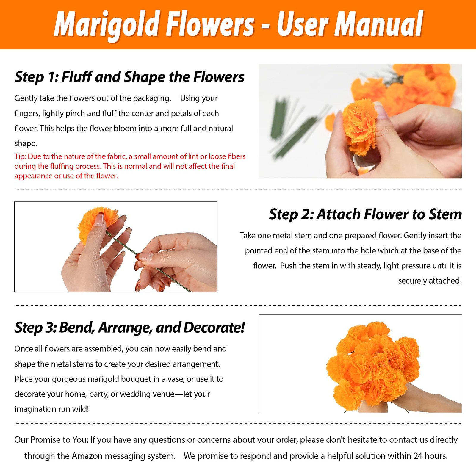 80 Pcs Artificial Marigold Flowers,2 Silk Marigold Flower Heads with Stems,Or...