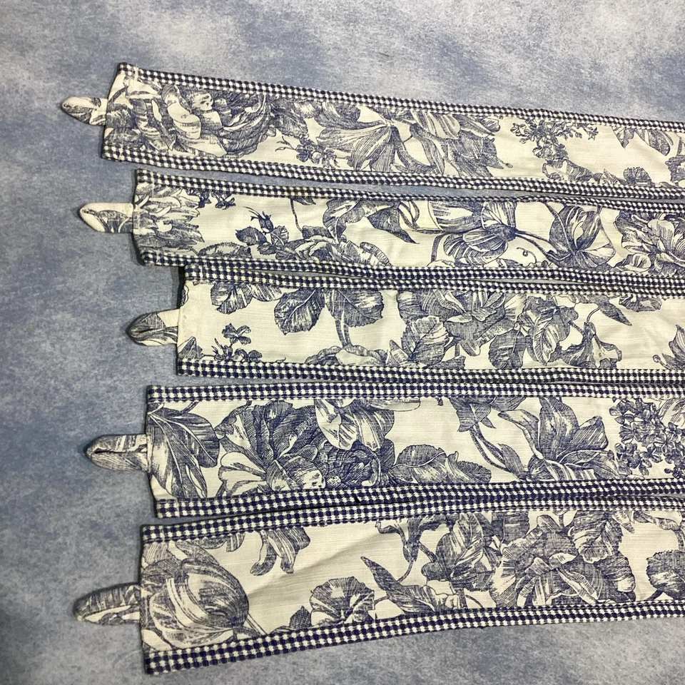 5 Waverly Garden Room TOILE a medida 3”X 27” azul marfil corbatas florales guinga Foto 2 de 4