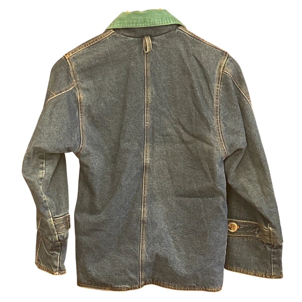 Vintage KC Collection Denim Chore Jacket Corduroy Collar Plaid Lined Preppy - Image 2 of 4