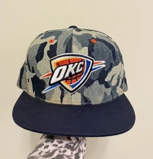 Oklahoma City Thunder Mitchell & Ness Snapback Hat Cap Script Blue Wool Blend