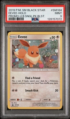 2019 POKEMON SM BLACK STAR PROMO #SM184 EEVEE-HOLO PSA 9