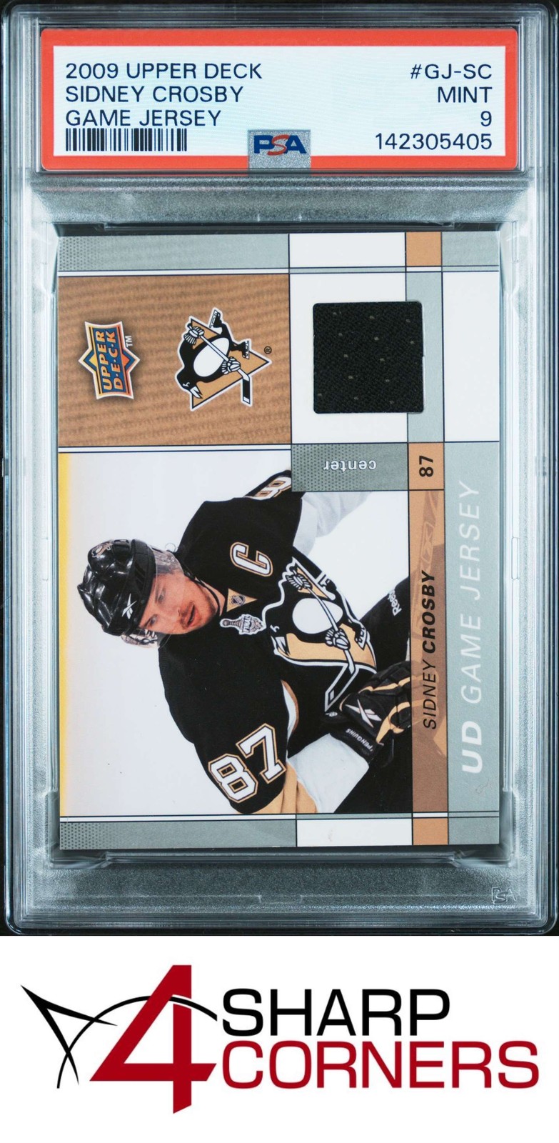 2009 UPPER DECK GAME JERSEY #GJ-SC SIDNEY CROSBY POP 4 PSA 9 view 1