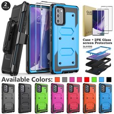 For Galaxy Note 20 5G Case with Screen Protector Built-in Belt Clip Heavy Duty