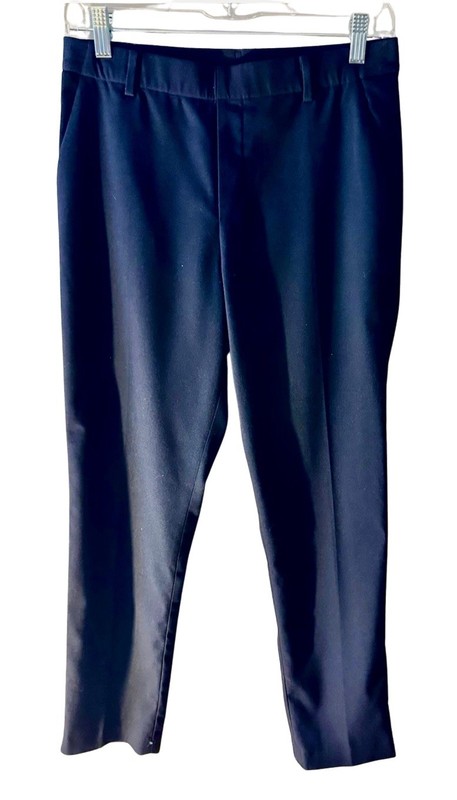 Classic Navy Dress Business Pants Tapered Leg Stretch Waist Back Pockets Sz 4