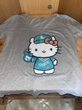 Los Angels LA Dodgers Hello Kitty Tee Short Sleeve 2XL Platinum Delta Apparel