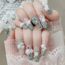 Hkanlre 3D Press on Nails Medium Fake Coffin ...