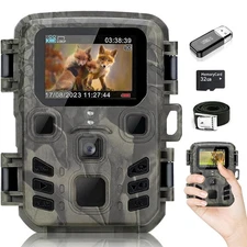 Mini Trail Camera 1080P 24MP Game Camera with Night Vision Motion Activated I...