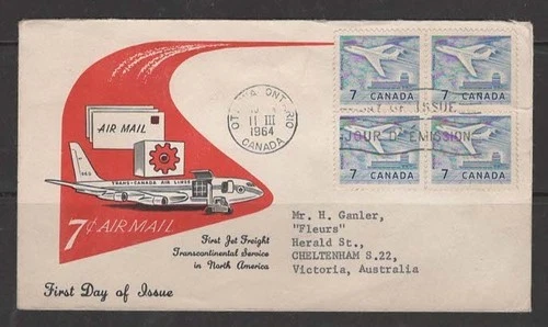 (8341) STAMPS  CANADA  #414  FDC  & FIRST FLIGHT FLIGHT TO AUSTRALIA