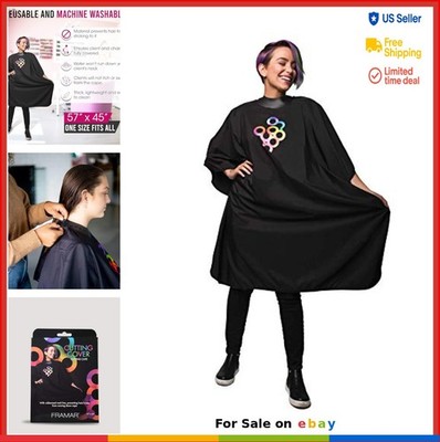Hair Cutting Cape 57x45 Inch Polyester Rubberized Collar Water Resistant Snap