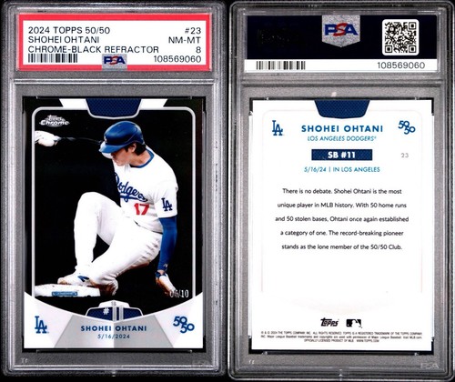 ๐ 2024 Topps SHOHEI OHTANI 50/50 SHOHEI OHTANI SB #11 BLACK Parallel 6/10๐ PSA - Picture 3 of 3
